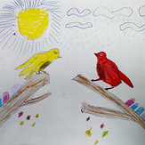 Рисунок "Птички зимой" на конкурс "Конкурс детского рисунка “Новогодняя Открытка-2019”"