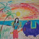 Рисунок "Принцесса на море" на конкурс "Конкурс детского рисунка "Рисовашки - 1-4 серии""
