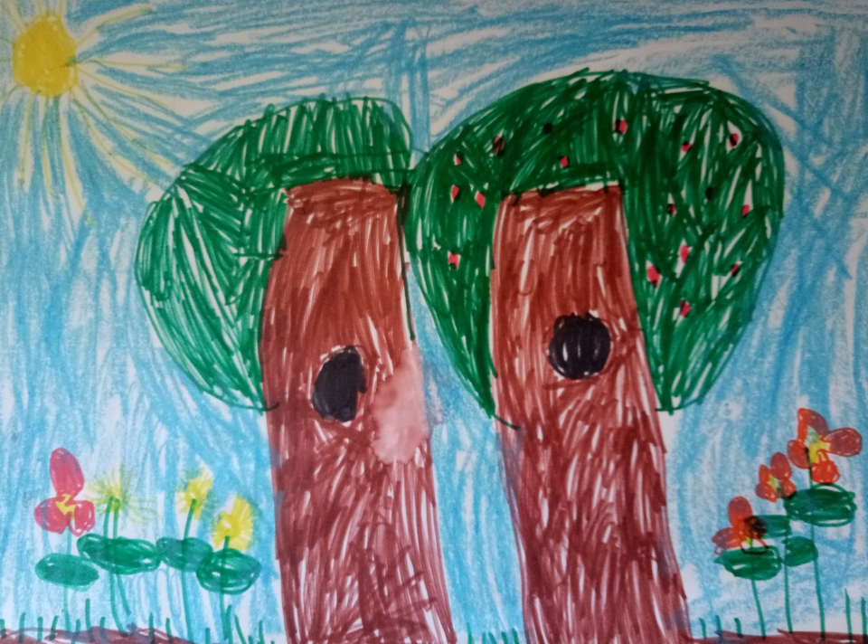 Детский рисунок - Летний сад