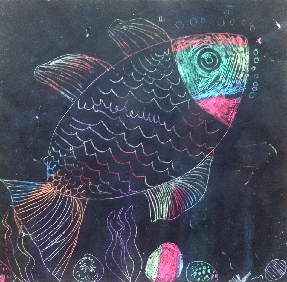 Детский рисунок - Рыбка в Черном море