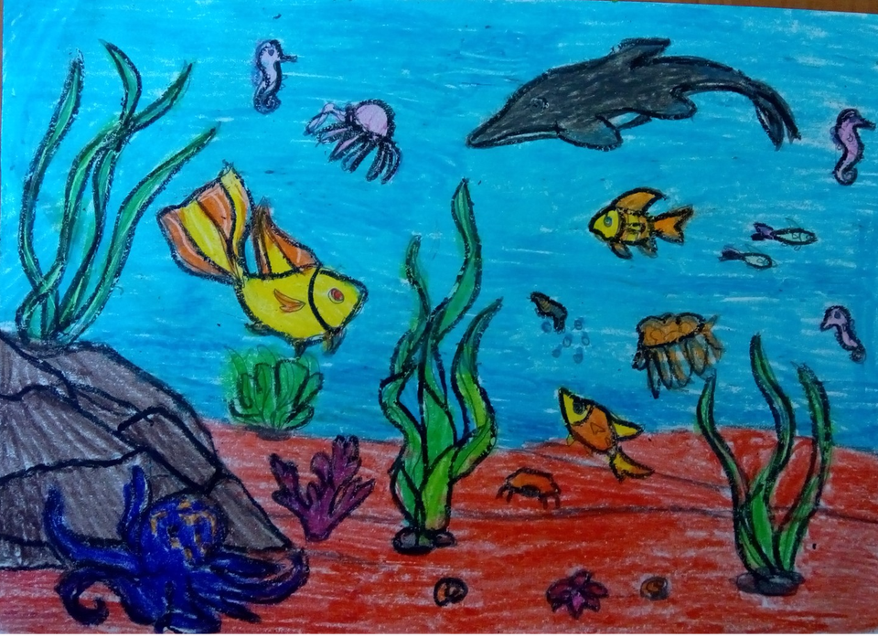 Детский рисунок - На дне морском