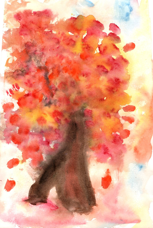 Детский рисунок - Дерево осенью