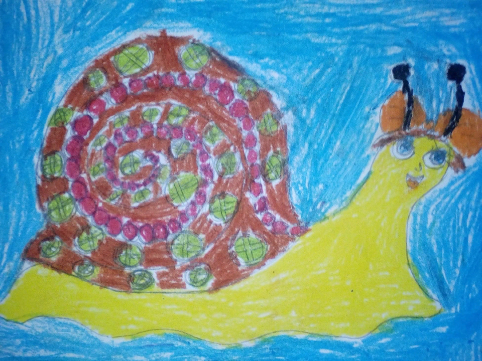 Детский рисунок - Эвелинка с домиком