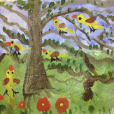 Рисунок "Птички в саду" на конкурс "Конкурс рисунка "Лето - это маленькая жизнь""