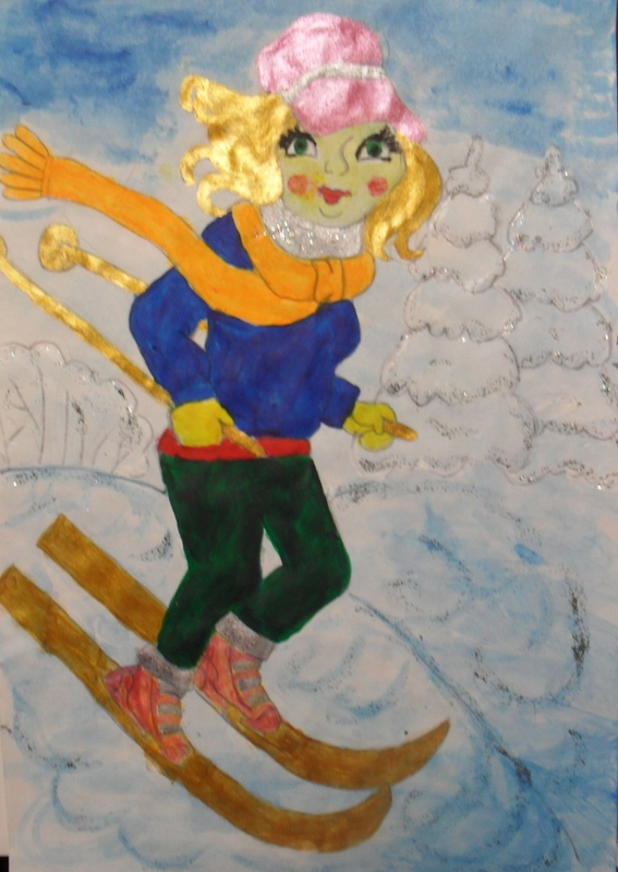 Детский рисунок - зимние забавы