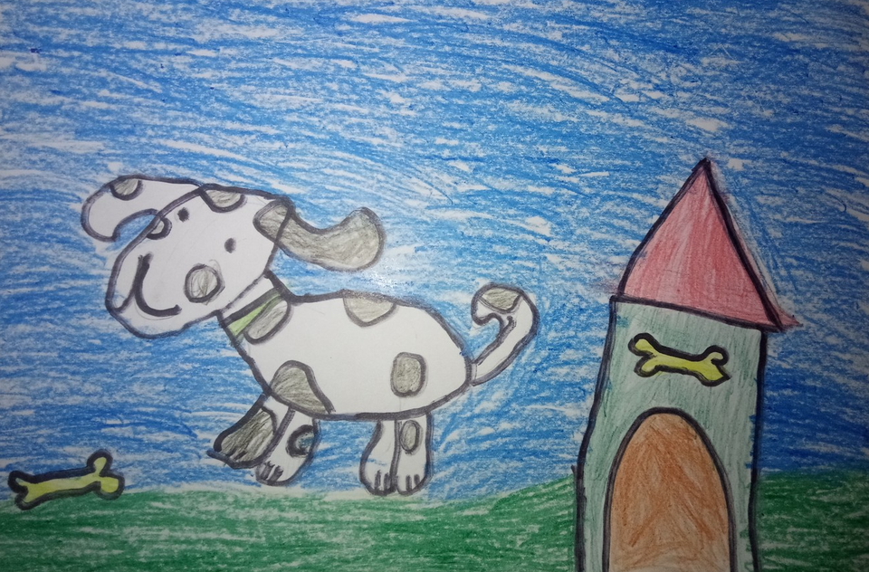Детский рисунок - Собачка долматинец