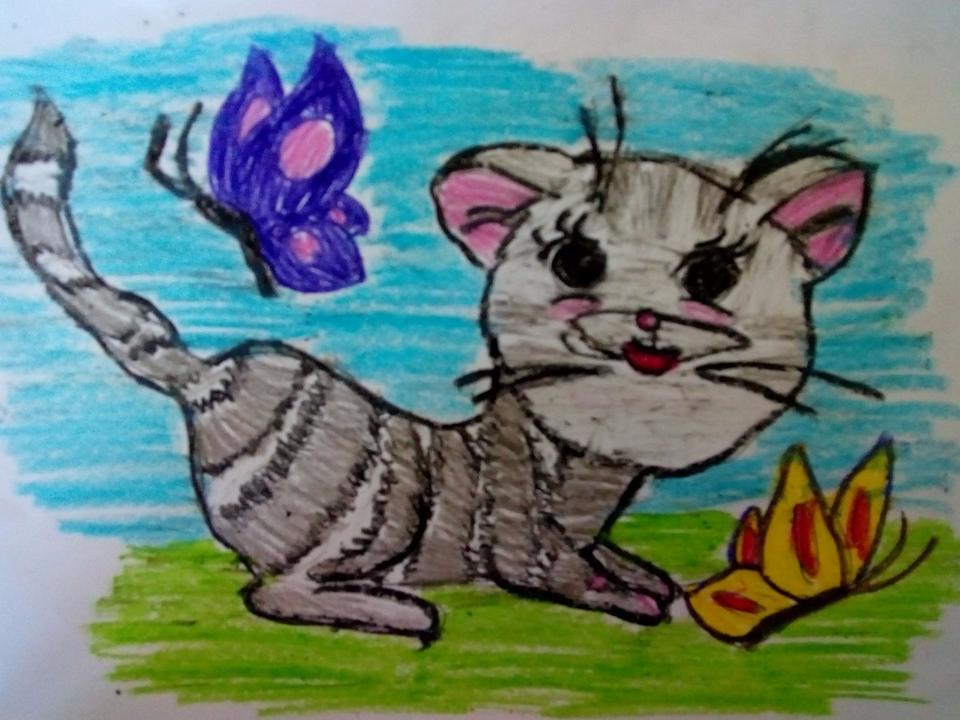 Детский рисунок - Котеночек