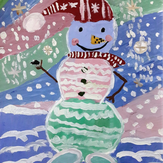 Рисунок "Весёлый снеговик" на конкурс "Конкурс творческого рисунка “Свободная тема-2020”"