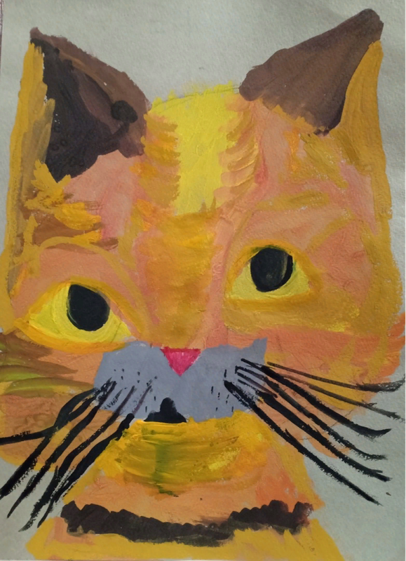 Детский рисунок - Бродит осень рыжей кошкой