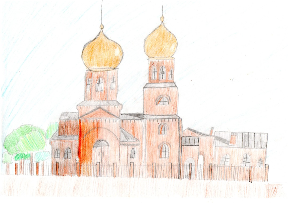Детский рисунок - Храм в Славянске-на-Кубани