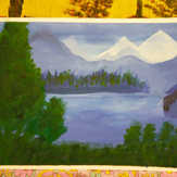 Рисунок "горы у озера"