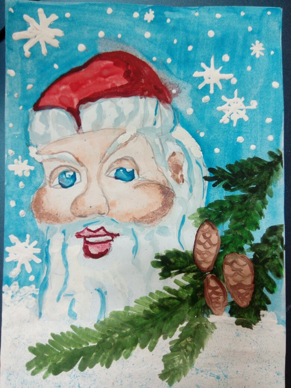 Детский рисунок - Дед мороз