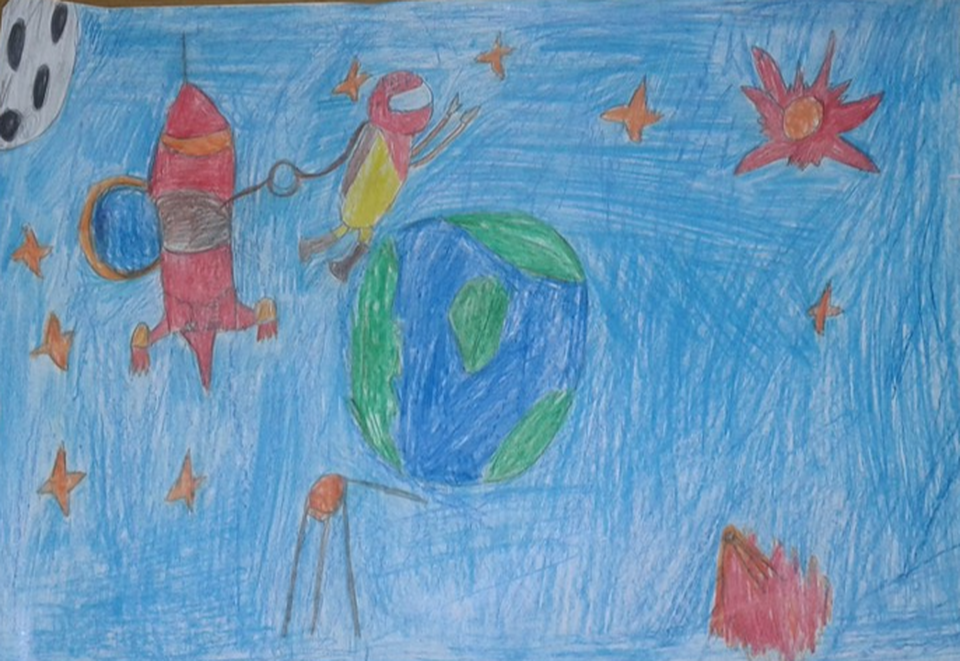Детский рисунок - Восхищение космосом