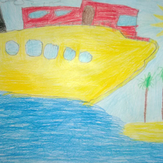 Рисунок "Лайнер плывёт в море"