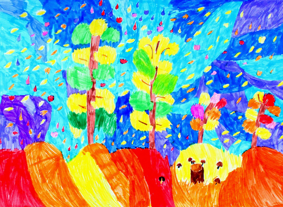 Детский рисунок - Осенний день