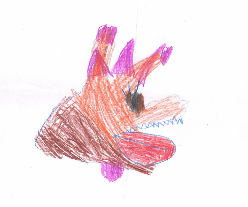 Детский рисунок - Волшебная рыба-клоун