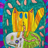 Рисунок "Полосатый котик" на конкурс "Конкурс творческого рисунка “Свободная тема-2022”"