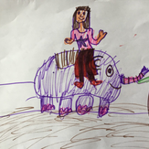 Рисунок "Девочка на слонике" на конкурс "Конкурс творческого рисунка “Свободная тема-2021”"