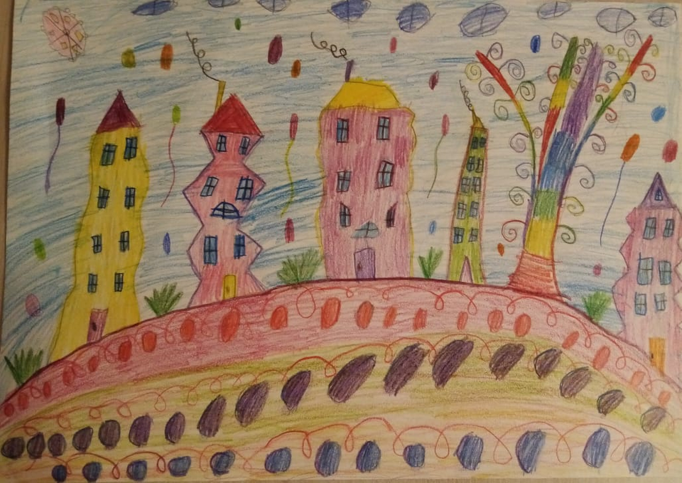 Детский рисунок - Город мечты