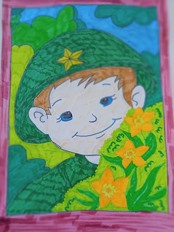 Детский рисунок - Солдат