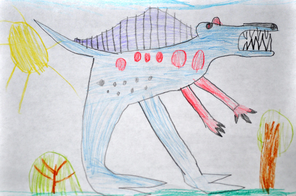 Детский рисунок - Динозавры - Спинозавр