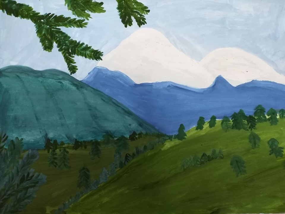 Детский рисунок - гора Белуха