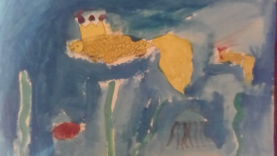 Детский рисунок - Золотые рыбки