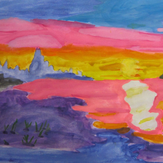 Рисунок "Закат солнца на море"