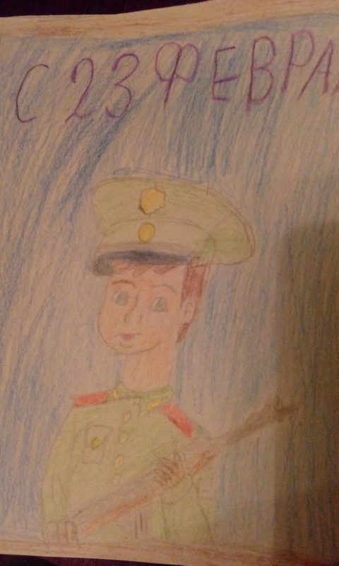 Детский рисунок - молодой солдатик