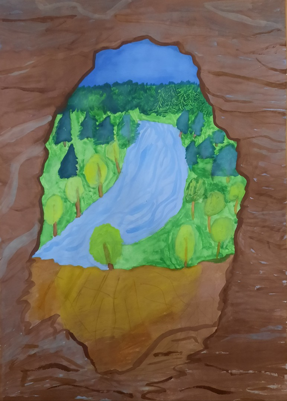 Детский рисунок - Очаровательный вид из пещеры Шульган Таш