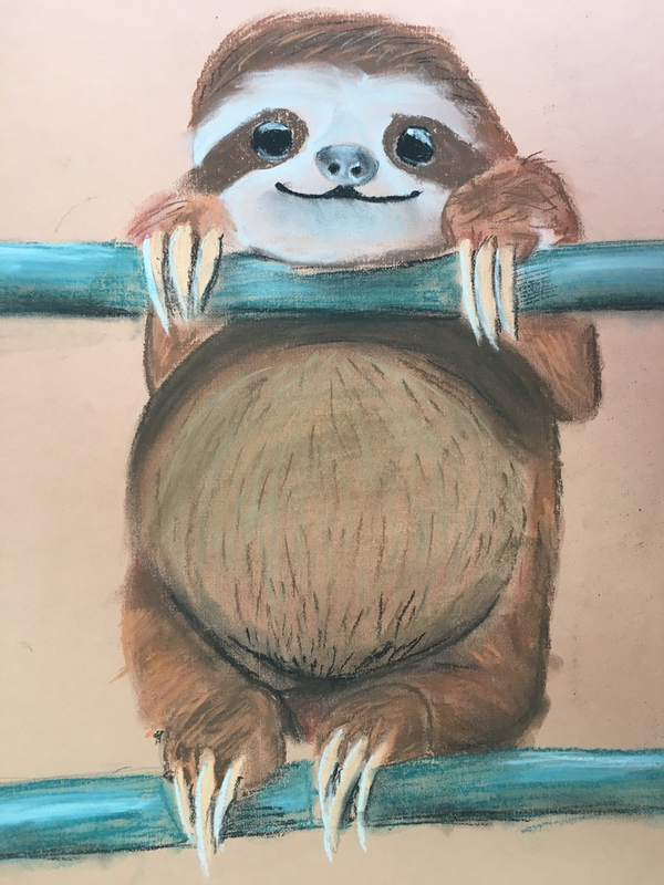 Детский рисунок - милый ленивец