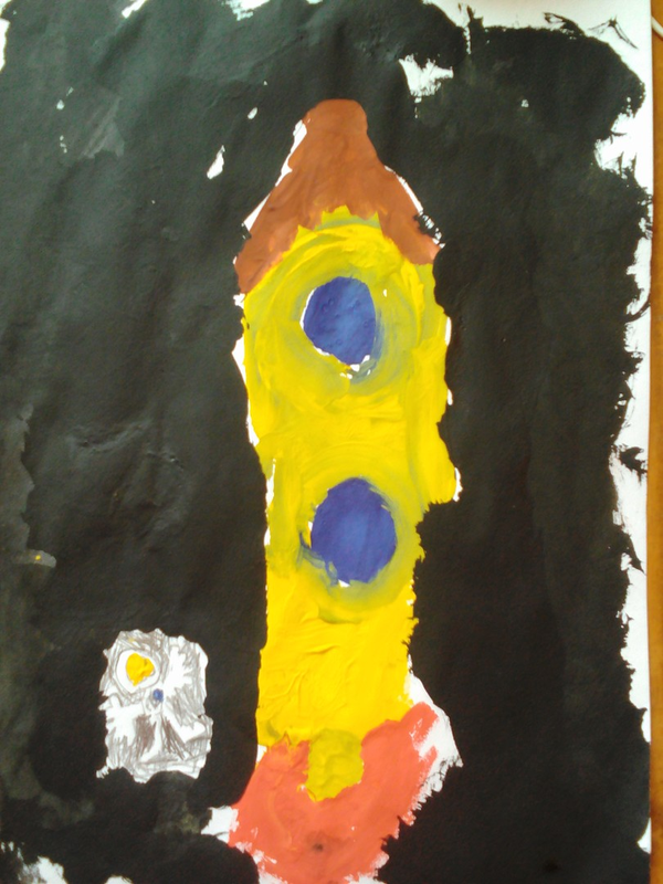 Детский рисунок - ракета в космосе