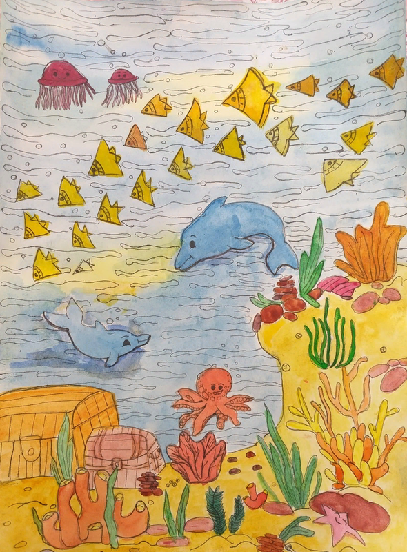 Детский рисунок - коралловый риф