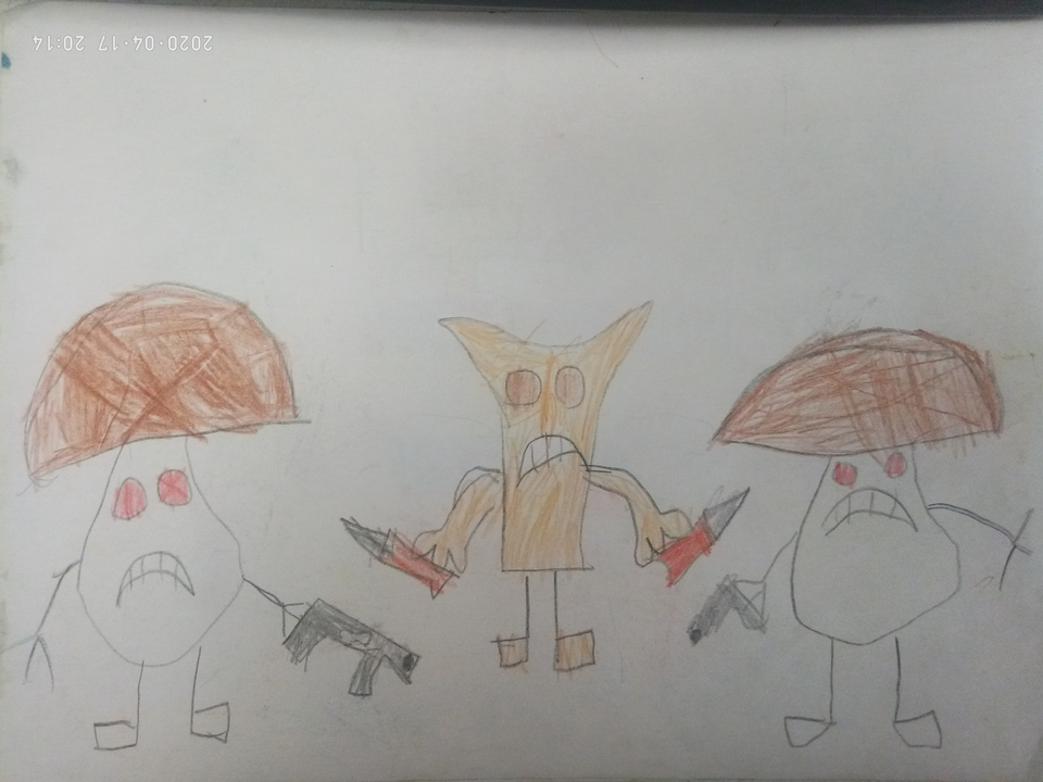 Детский рисунок - Война грибов