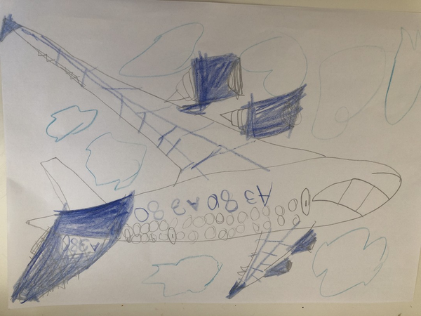 Детский рисунок - Самолёт Аэробус