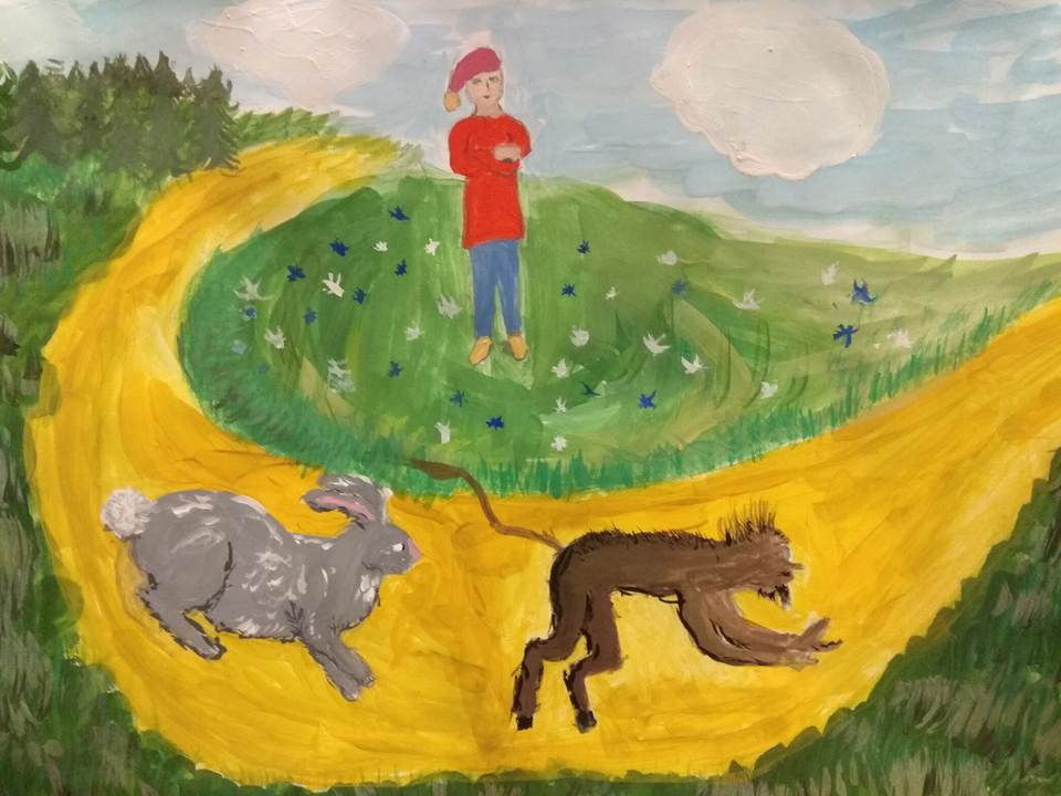 Детский рисунок - Сказ о попе и его работнике Балде