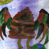 Рисунок "Баба-Яга летит на Луну" на конкурс "Конкурс детского рисунка по 6-й серии сериала Рисовашки "На Луну""