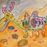 Рисунок "Малюсик красочный" на конкурс "Конкурс детского рисунка “Невероятные животные - 2018”"