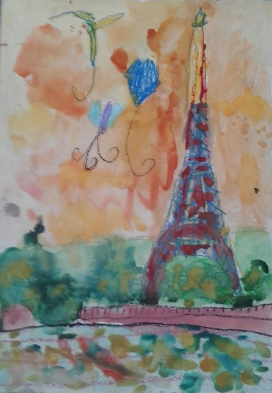 Детский рисунок - Эйфелевая башня
