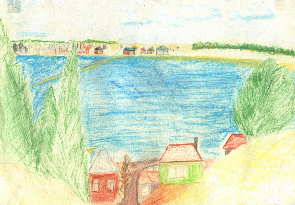 Детский рисунок - Моё любимое село