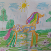 Рисунок "Лошадка с радуги"