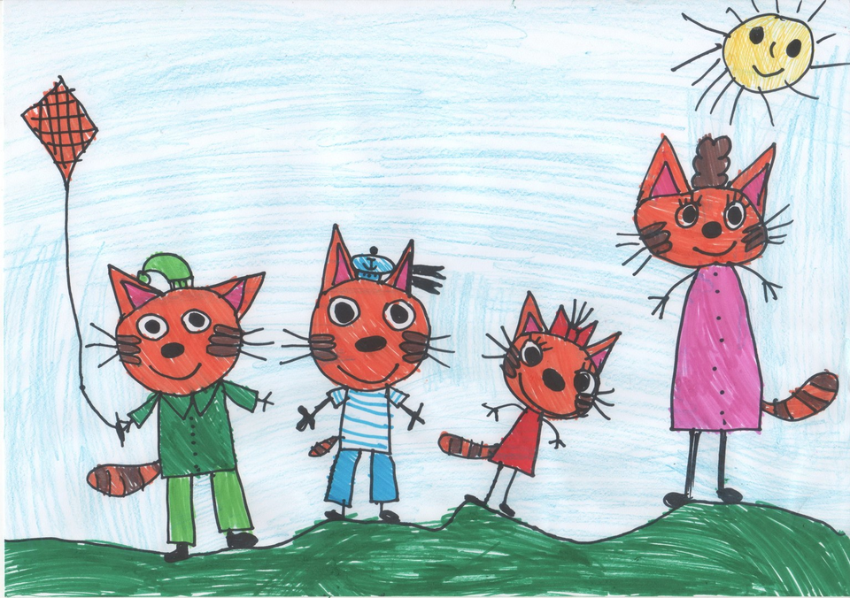 Детский рисунок - Три кота