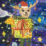 Рисунок "новогодний олень с подарком для всех" на конкурс "Конкурс детского рисунка “Новогодняя Открытка-2019”"