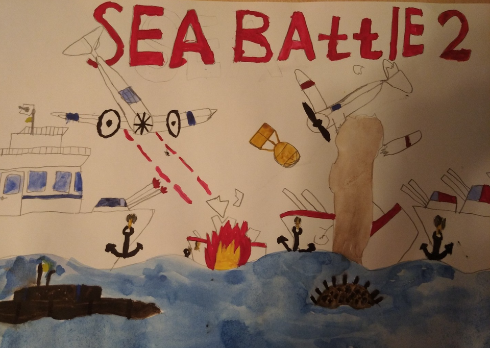 Детский рисунок - Морской бой