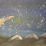 Рисунок "Ночное небо в горах"