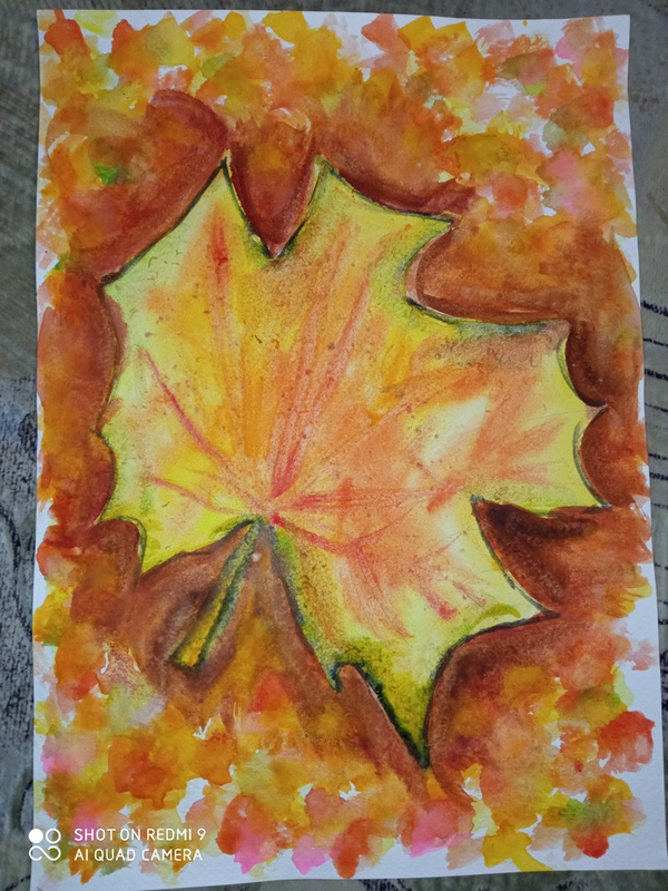 Детский рисунок - Осенний лист