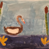 Рисунок "Лебедь на пруду"