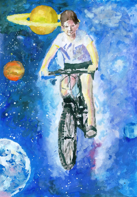 Детский рисунок - Велопрогулка по Млечному пути