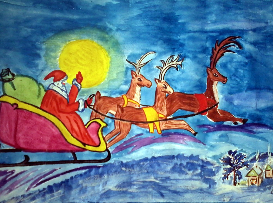 Детский рисунок - Дед Мороз - Волшебник