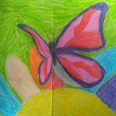 Рисунок "Бабочка летит к цветику семицветику"